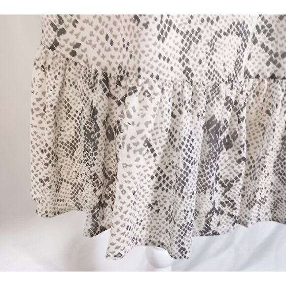 J Crew Womens Snake Print Long Sleeve Ruffle Hem Smocked Waist Dress M - Picture 7 of 10